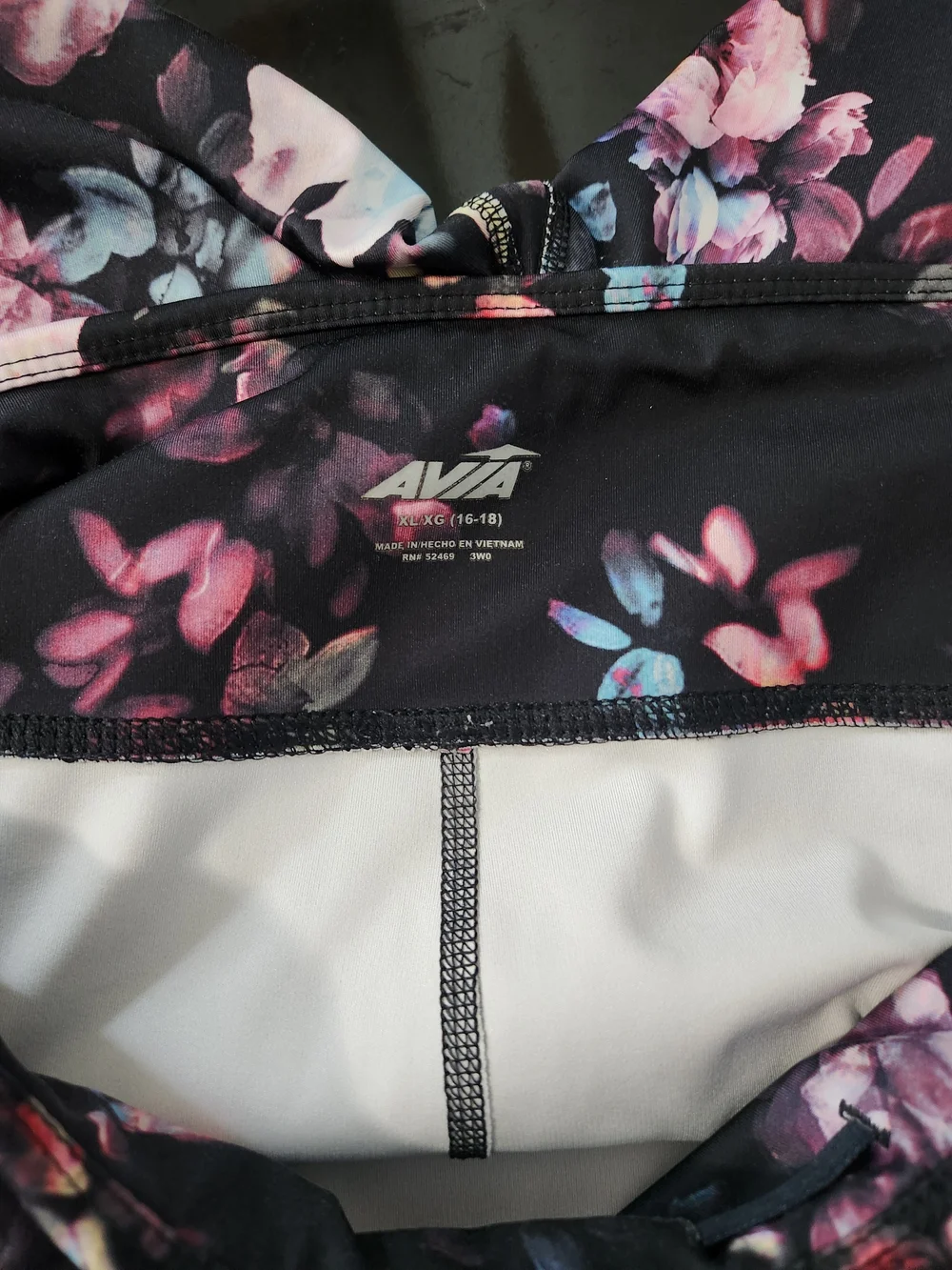Avia Leggins Active Leggings - Black Base with Multicolor Blooms